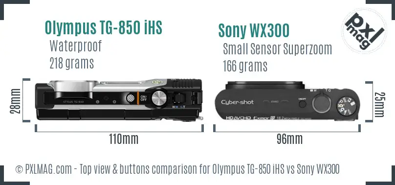 Olympus TG-850 iHS vs Sony WX300 top view buttons comparison