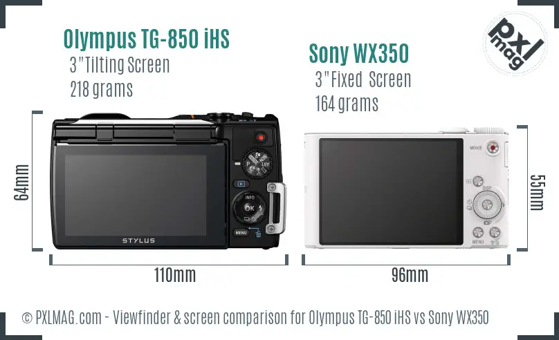 Olympus TG-850 iHS vs Sony WX350 Screen and Viewfinder comparison