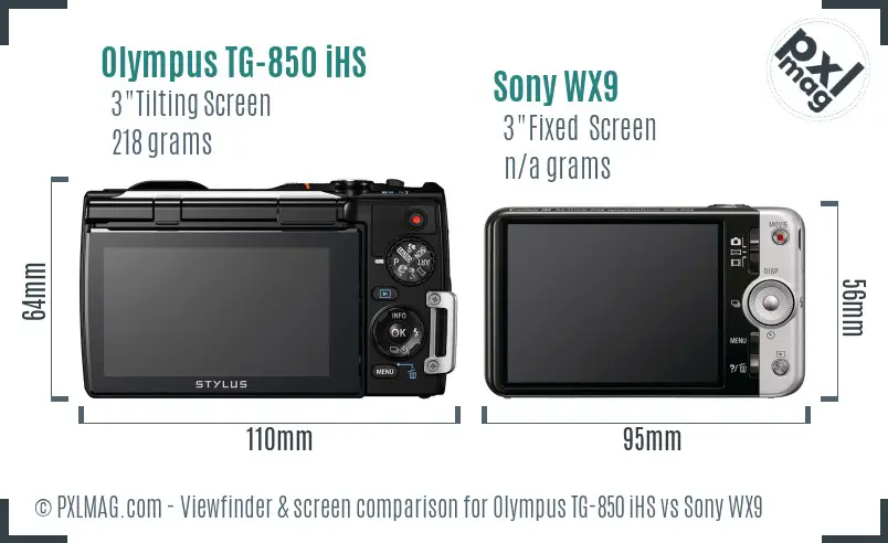 Olympus TG-850 iHS vs Sony WX9 Screen and Viewfinder comparison