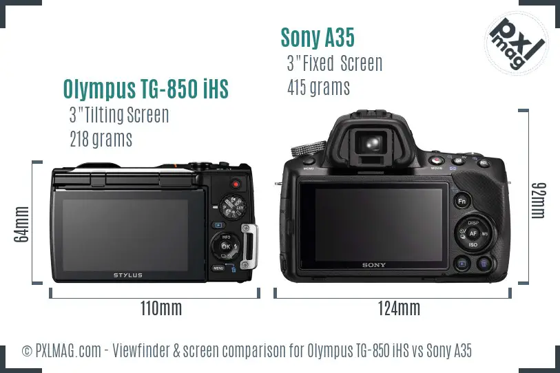 Olympus TG-850 iHS vs Sony A35 Screen and Viewfinder comparison