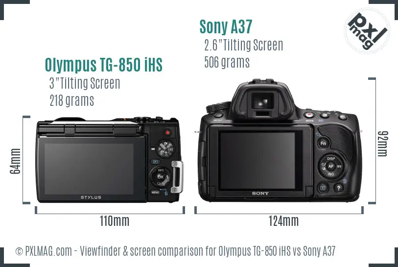 Olympus TG-850 iHS vs Sony A37 Screen and Viewfinder comparison