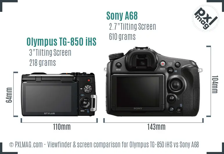 Olympus TG-850 iHS vs Sony A68 Screen and Viewfinder comparison