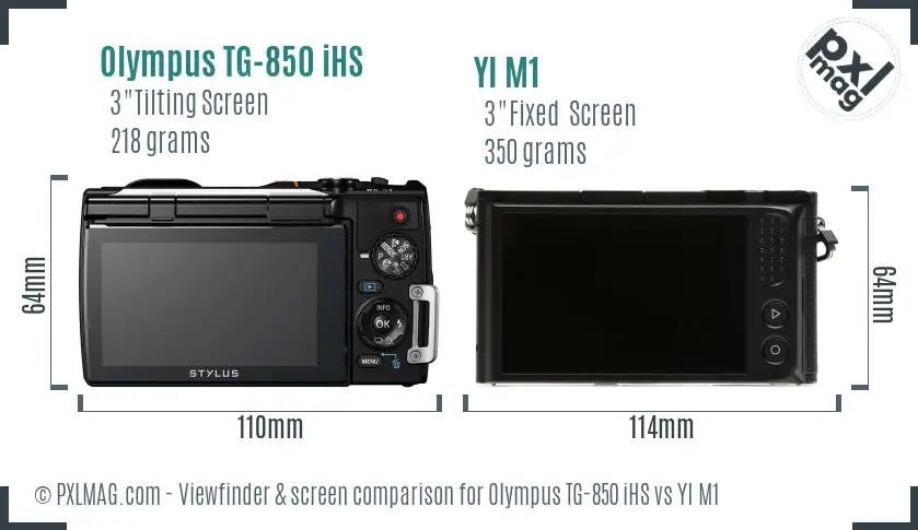 Olympus TG-850 iHS vs YI M1 Screen and Viewfinder comparison