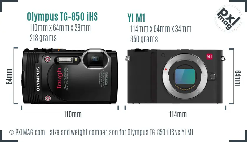 Olympus TG-850 iHS vs YI M1 size comparison