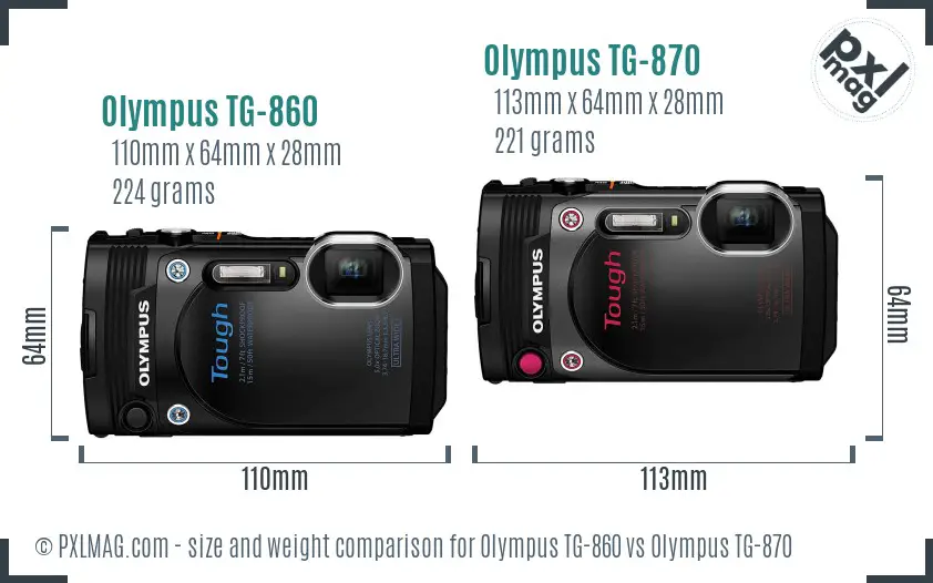 Olympus TG-860 vs Olympus TG-870 size comparison