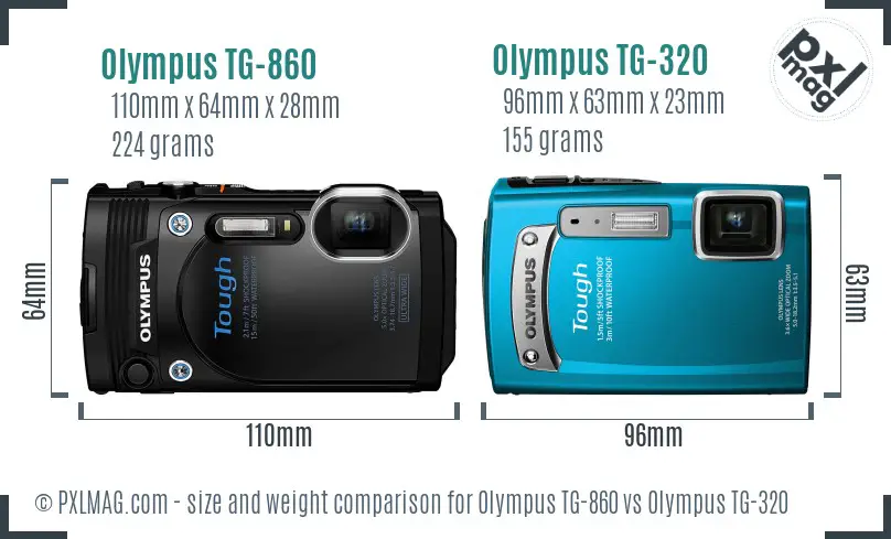 Olympus TG-860 vs Olympus TG-320 size comparison