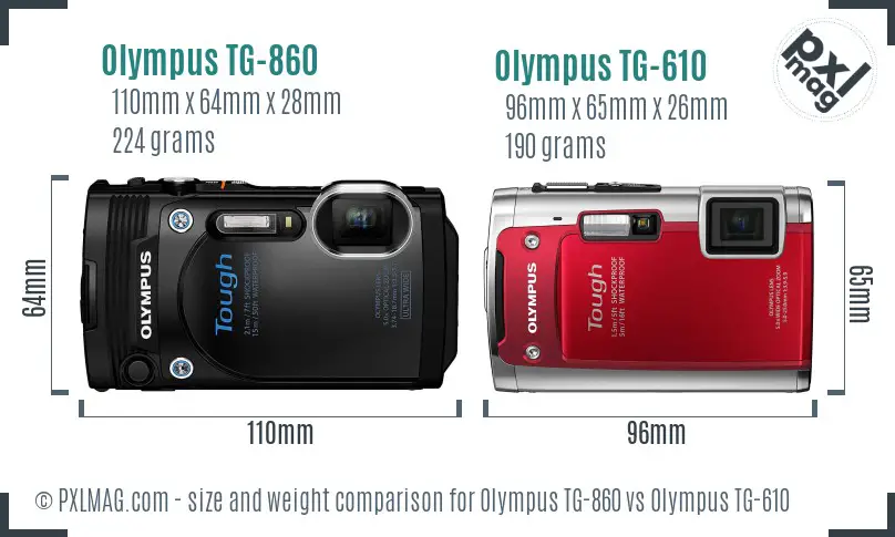 Olympus TG-860 vs Olympus TG-610 size comparison