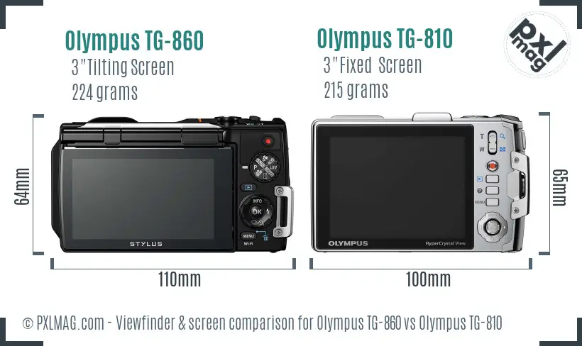 Olympus TG-860 vs Olympus TG-810 Screen and Viewfinder comparison