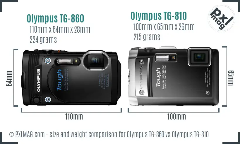Olympus TG-860 vs Olympus TG-810 size comparison