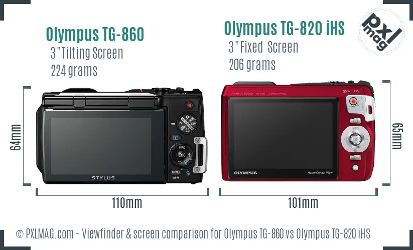 Olympus TG-860 vs Olympus TG-820 iHS Screen and Viewfinder comparison