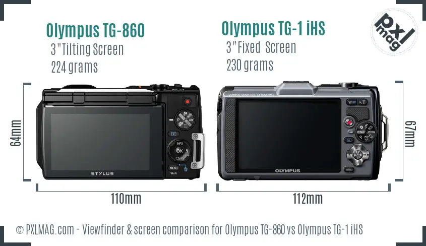 Olympus TG-860 vs Olympus TG-1 iHS Screen and Viewfinder comparison