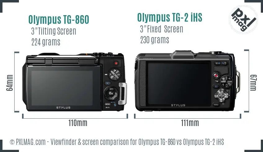 Olympus TG-860 vs Olympus TG-2 iHS Screen and Viewfinder comparison