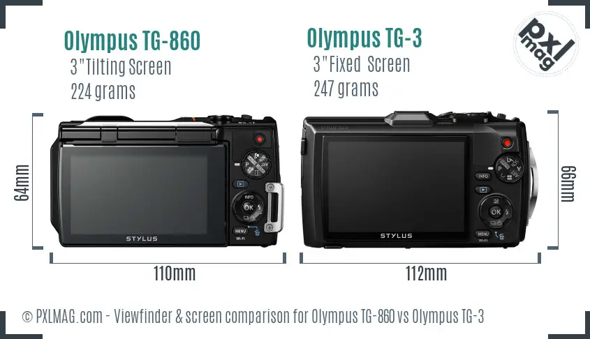 Olympus TG-860 vs Olympus TG-3 Screen and Viewfinder comparison