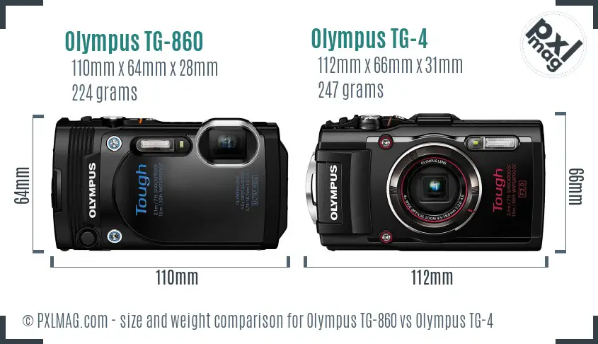 Olympus TG-860 vs Olympus TG-4 size comparison
