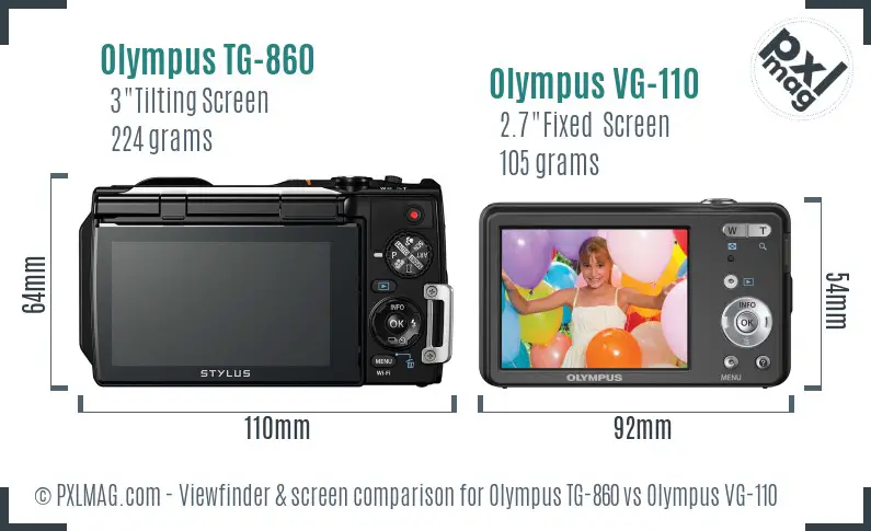 Olympus TG-860 vs Olympus VG-110 Screen and Viewfinder comparison