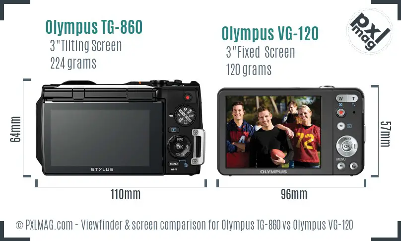 Olympus TG-860 vs Olympus VG-120 Screen and Viewfinder comparison