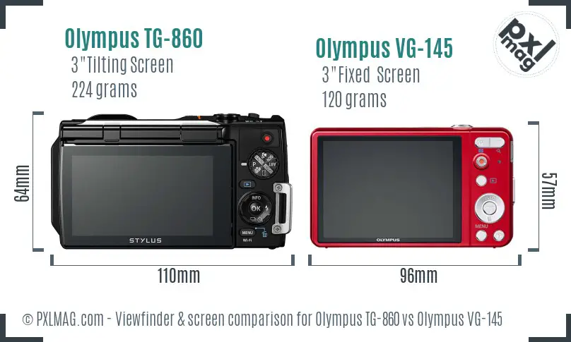 Olympus TG-860 vs Olympus VG-145 Screen and Viewfinder comparison
