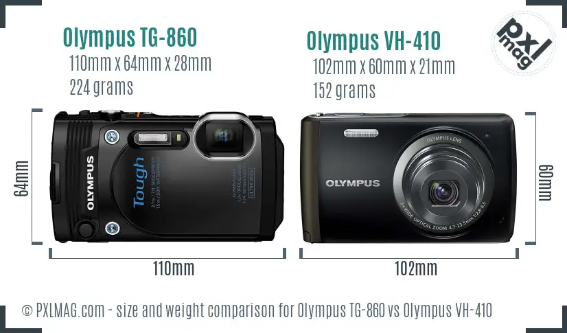 Olympus TG-860 vs Olympus VH-410 size comparison