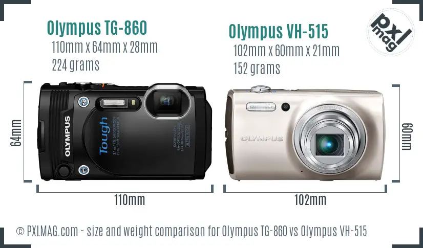 Olympus TG-860 vs Olympus VH-515 size comparison