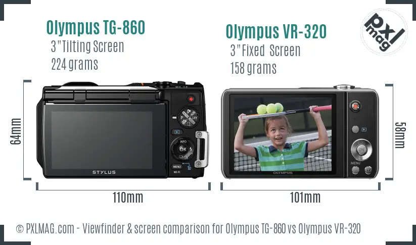 Olympus TG-860 vs Olympus VR-320 Screen and Viewfinder comparison