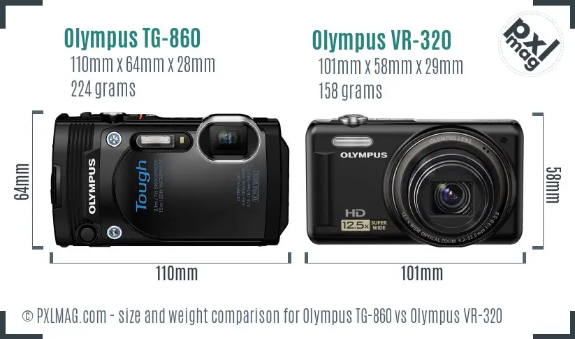 Olympus TG-860 vs Olympus VR-320 size comparison
