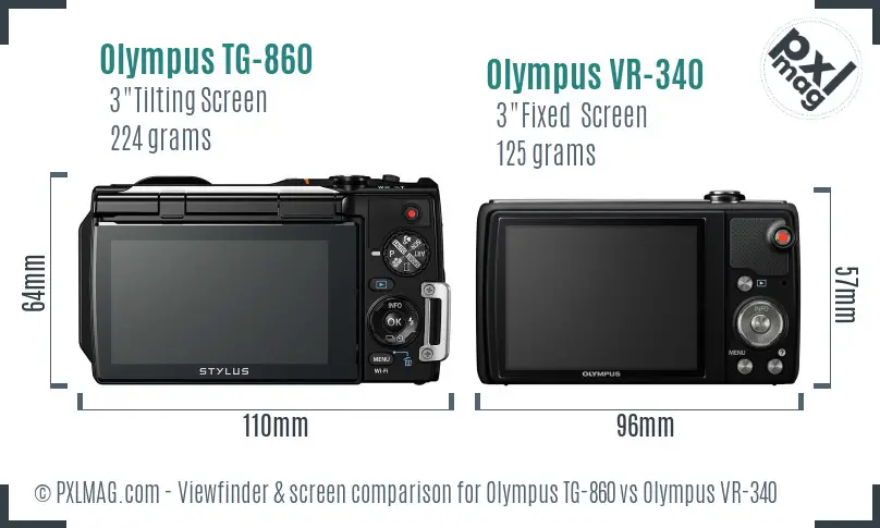 Olympus TG-860 vs Olympus VR-340 Screen and Viewfinder comparison
