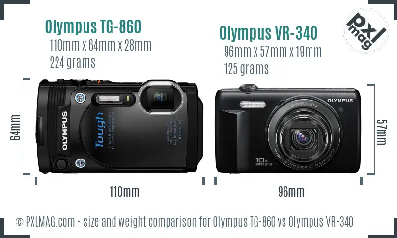 Olympus TG-860 vs Olympus VR-340 size comparison