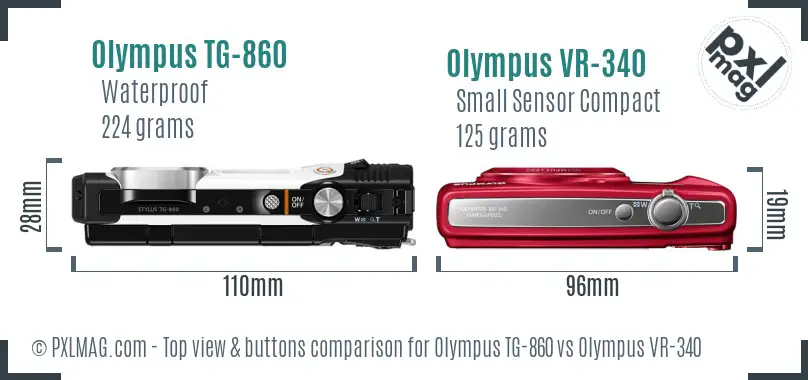 Olympus TG-860 vs Olympus VR-340 top view buttons comparison