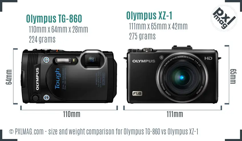 Olympus TG-860 vs Olympus XZ-1 size comparison