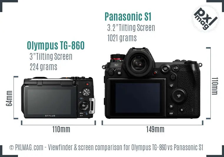 Olympus TG-860 vs Panasonic S1 Screen and Viewfinder comparison