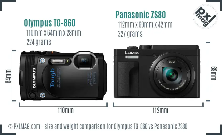 Olympus TG-860 vs Panasonic ZS80 size comparison