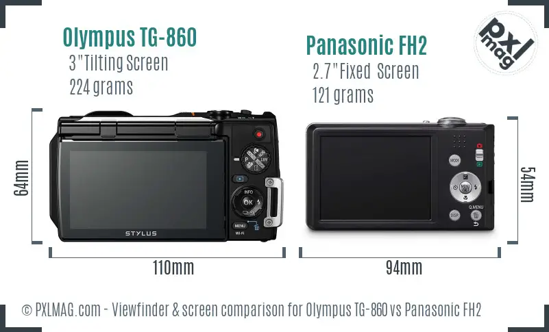 Olympus TG-860 vs Panasonic FH2 Screen and Viewfinder comparison