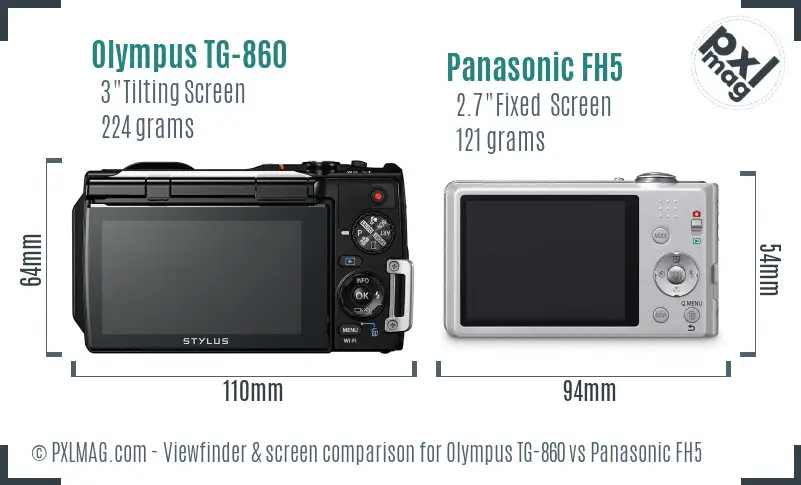 Olympus TG-860 vs Panasonic FH5 Screen and Viewfinder comparison