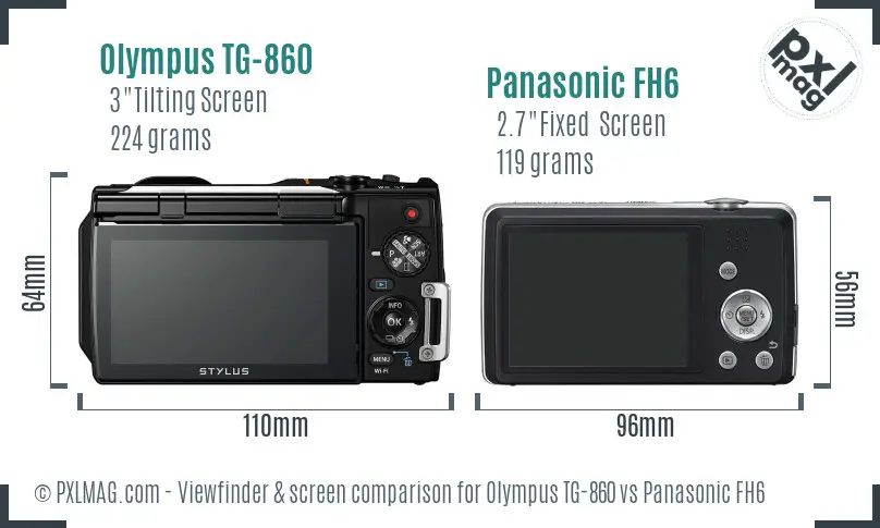 Olympus TG-860 vs Panasonic FH6 Screen and Viewfinder comparison