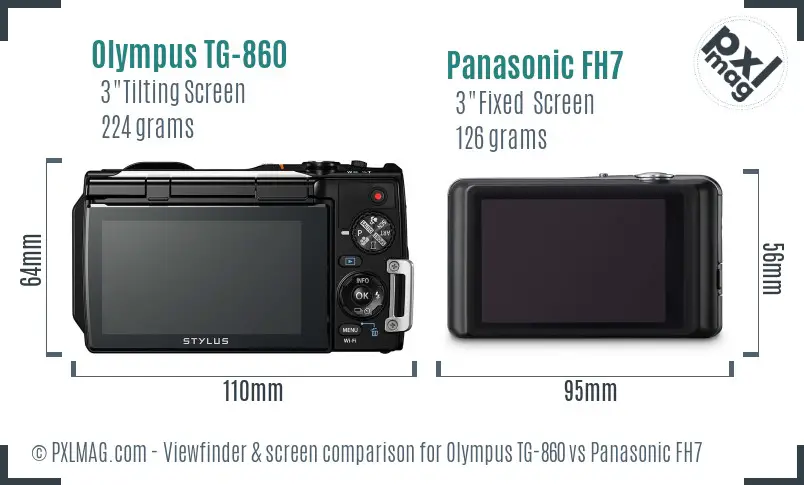 Olympus TG-860 vs Panasonic FH7 Screen and Viewfinder comparison