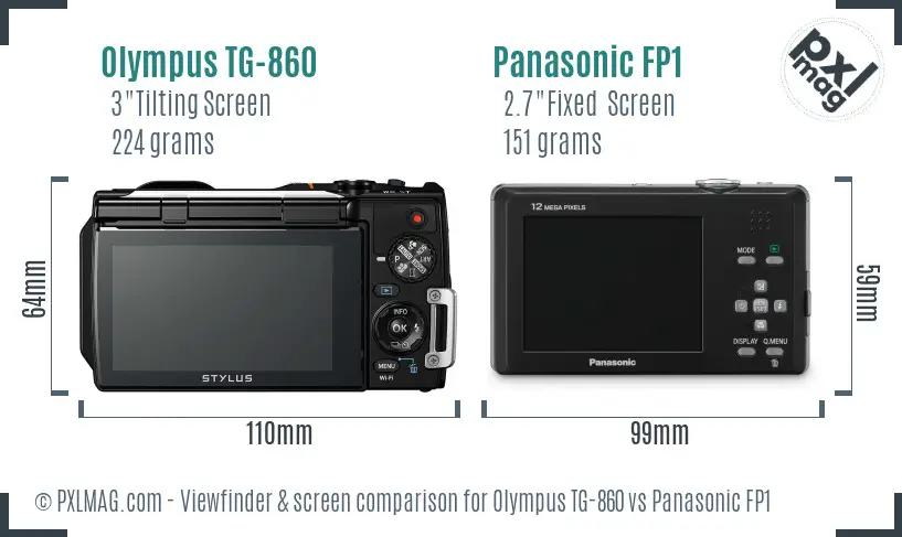 Olympus TG-860 vs Panasonic FP1 Screen and Viewfinder comparison