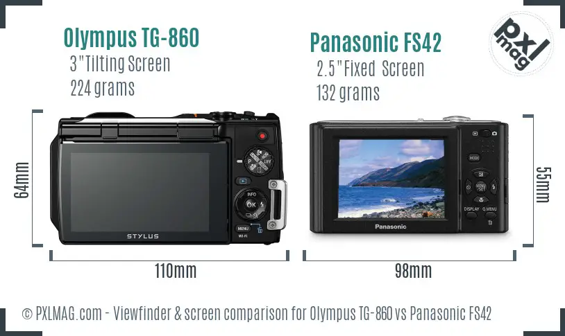 Olympus TG-860 vs Panasonic FS42 Screen and Viewfinder comparison