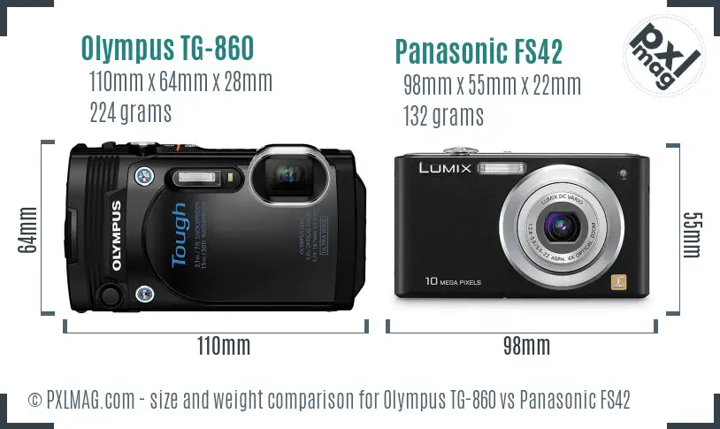 Olympus TG-860 vs Panasonic FS42 size comparison
