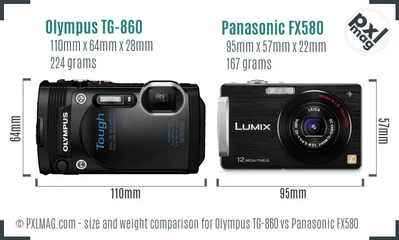 Olympus TG-860 vs Panasonic FX580 size comparison Olympus TG-860 vs Panasonic FX580 size comparison