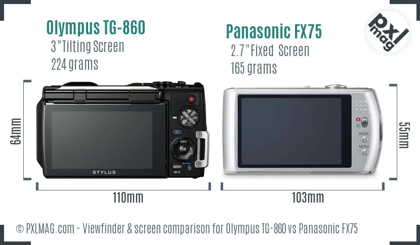 Olympus TG-860 vs Panasonic FX75 Screen and Viewfinder comparison Olympus TG-860 vs Panasonic FX75 Screen and Viewfinder comparison