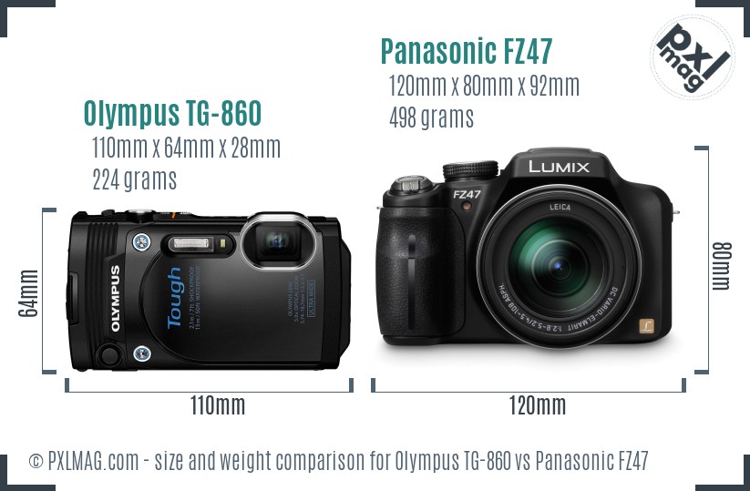 Olympus TG-860 vs Panasonic FZ47 size comparison Olympus TG-860 vs Panasonic FZ47 size comparison