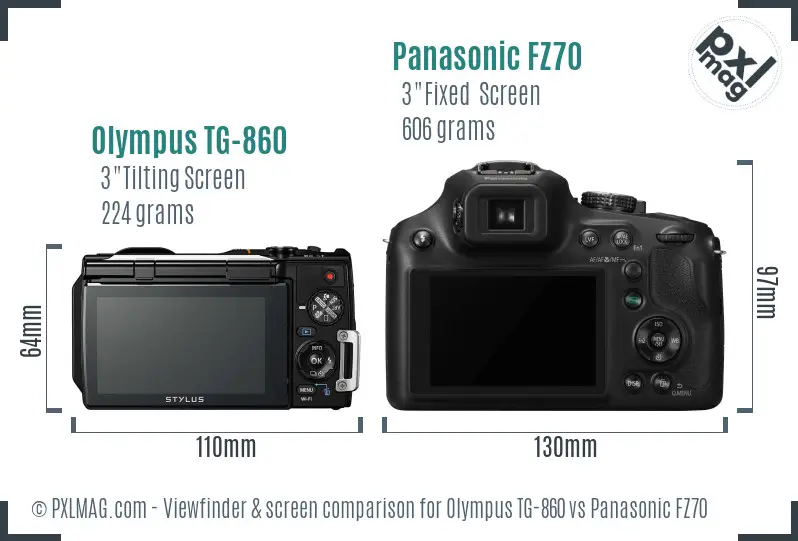 Olympus TG-860 vs Panasonic FZ70 Screen and Viewfinder comparison Olympus TG-860 vs Panasonic FZ70 Screen and Viewfinder comparison
