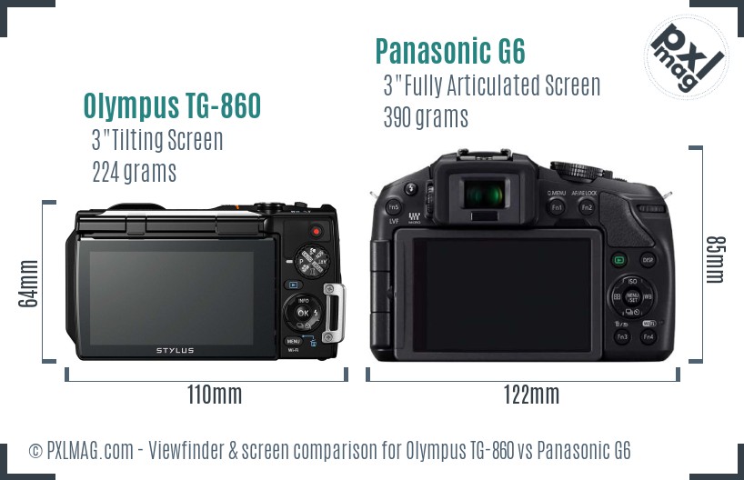 Olympus TG-860 vs Panasonic G6 Screen and Viewfinder comparison