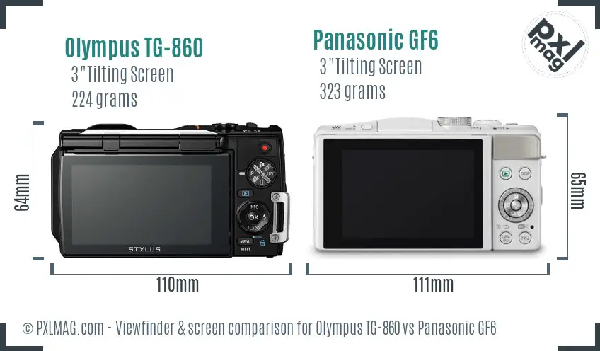 Olympus TG-860 vs Panasonic GF6 Screen and Viewfinder comparison Olympus TG-860 vs Panasonic GF6 Screen and Viewfinder comparison