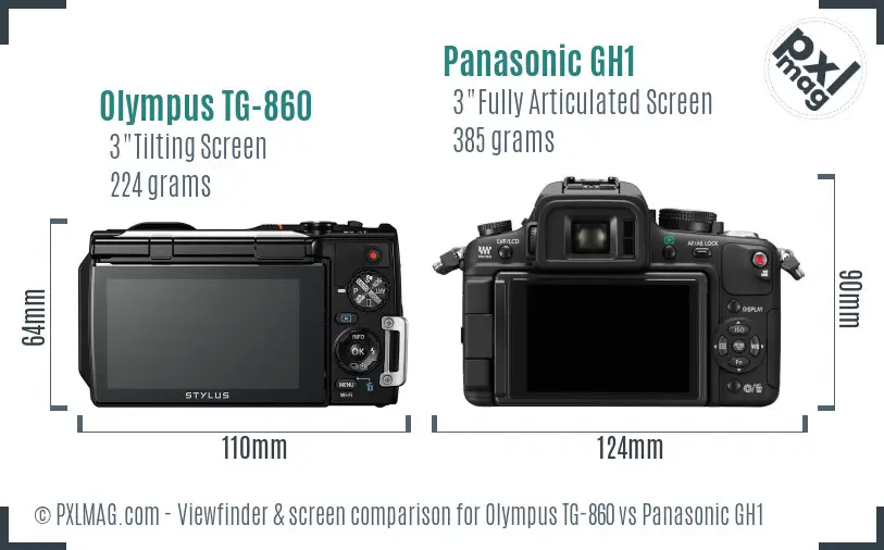 Olympus TG-860 vs Panasonic GH1 Screen and Viewfinder comparison