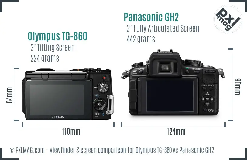 Olympus TG-860 vs Panasonic GH2 Screen and Viewfinder comparison