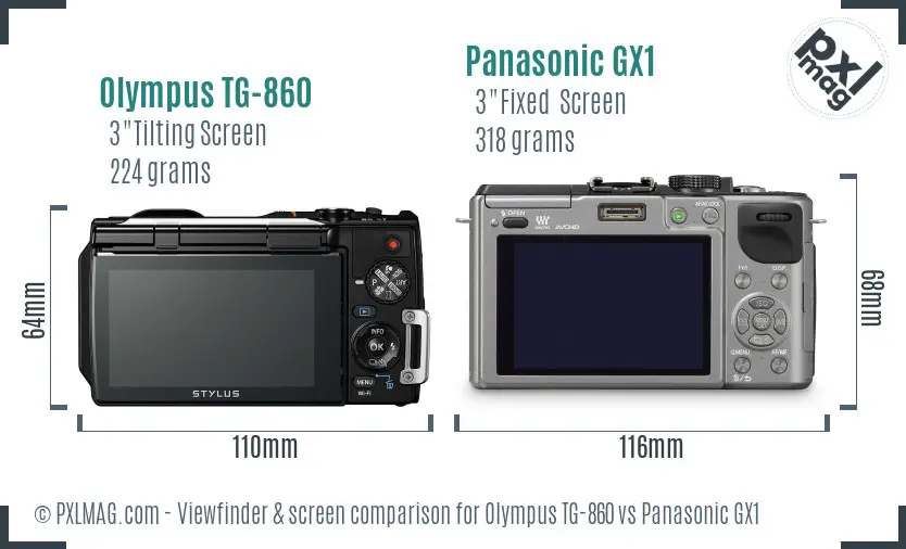Olympus TG-860 vs Panasonic GX1 Screen and Viewfinder comparison