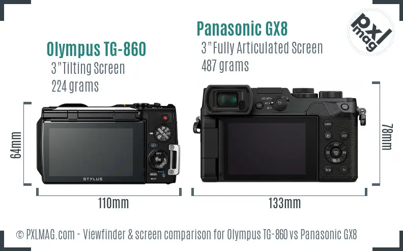 Olympus TG-860 vs Panasonic GX8 Screen and Viewfinder comparison Olympus TG-860 vs Panasonic GX8 Screen and Viewfinder comparison
