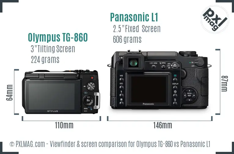 Olympus TG-860 vs Panasonic L1 Screen and Viewfinder comparison