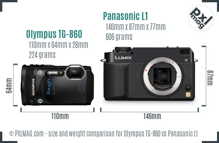 Olympus TG-860 vs Panasonic L1 size comparison